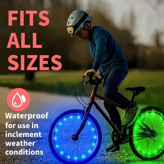 BOTC Wielverlichting Fiets - 20 Holders - Spaakverlichting LED - Lichtsnoer Fietswiel - 20 Leds - 220CM - Blauw 12 BOTC Wielverlichting Fiets - 20 Holders - Spaakverlichting LED - Lichtsnoer Fietswiel - 20 Leds - 220CM - Blauw - Afbeelding 12