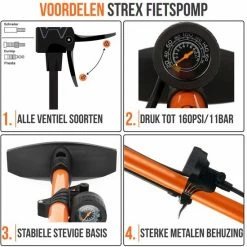 Strex Fietspomp - Drukmeter - 11 Bar Bal Pomp - Oranje -Windgoo Shop 550x550 399