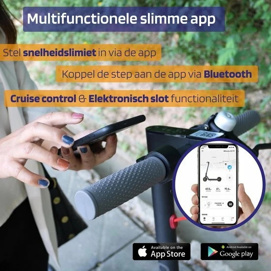 Kick&Move - Elektrische Step - E Scooter - Anti Lek Banden - 32 Km/u - App - LED Verlichting - Cruise Control - Schokbestendige Wielen - Anti Diefstal Optie 13 Kick&Move - Elektrische Step - E Scooter - Anti Lek Banden - 32 Km/u - App - LED Verlichting - Cruise Control - Schokbestendige Wielen - Anti Diefstal Optie - Afbeelding 13