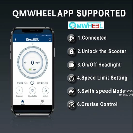Kick&Move - Elektrische Step - E Scooter - Anti Lek Banden - 32 Km/u - App - LED Verlichting - Cruise Control - Schokbestendige Wielen - Anti Diefstal Optie 17 Kick&Move - Elektrische Step - E Scooter - Anti Lek Banden - 32 Km/u - App - LED Verlichting - Cruise Control - Schokbestendige Wielen - Anti Diefstal Optie - Afbeelding 17