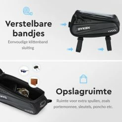 Dyken Frametas Fiets - Waterdichte Telefoonhouder - Fietstas Frame - Zwart -Windgoo Shop 550x550 459