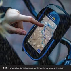 R2B Telefoonhouder Fiets Waterdicht Met 360 Graden Rotatie - Ook Voor Scooter & Motor - Gsm Houder Fiets - Zwart/Blauw - Fiets Accessoires - Model "Den Haag" -Windgoo Shop 550x550 476