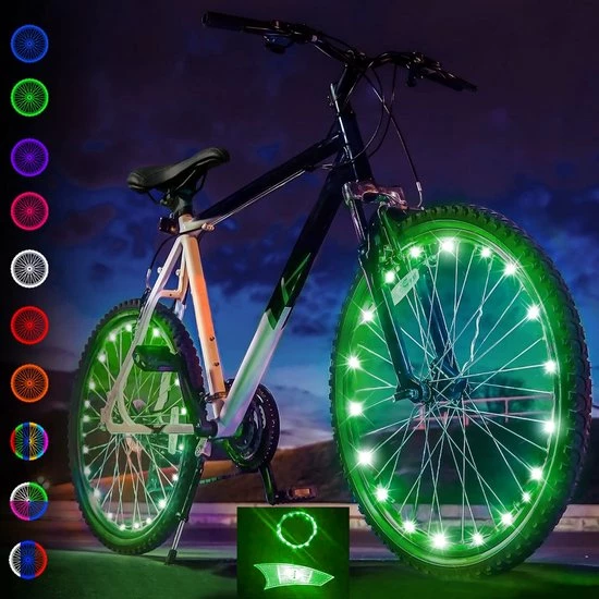 BOTC LED Spaakverlichting - Fiets Licht - Lichtsnoer Fietswiel - 20 Leds - 2meter - 1 Fietswiel - Groen 1 BOTC LED Spaakverlichting - Fiets Licht - Lichtsnoer Fietswiel - 20 Leds - 2meter - 1 Fietswiel - Groen