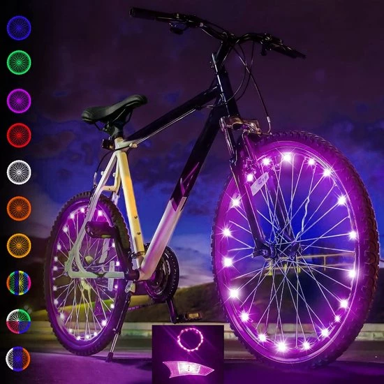 BOTC LED Spaakverlichting - Fiets Licht - Lichtsnoer Fietswiel - 20 Leds - 2meter - 1 Fietswiel - Roze 1 BOTC LED Spaakverlichting - Fiets Licht - Lichtsnoer Fietswiel - 20 Leds - 2meter - 1 Fietswiel - Roze