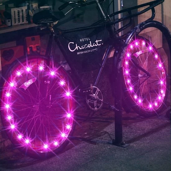 BOTC LED Spaakverlichting - Fiets Licht - Lichtsnoer Fietswiel - 20 Leds - 2meter - 1 Fietswiel - Roze 8 BOTC LED Spaakverlichting - Fiets Licht - Lichtsnoer Fietswiel - 20 Leds - 2meter - 1 Fietswiel - Roze - Afbeelding 8