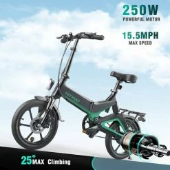 Merkloos Hitway 14F005 Elektrische Fiets E-bike | Opvouwbaar | 250W Motor | 7.5Ah | 16" | Zwart / Groen -Windgoo Shop 550x550 498