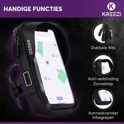 Kreezi Z3 Mobiele Telefoonhouder Fiets Waterdicht - Zwart - Ook Geschikt Voor Scooter & Motor - Fietshouder - GSM Houder -Windgoo Shop 550x550 507