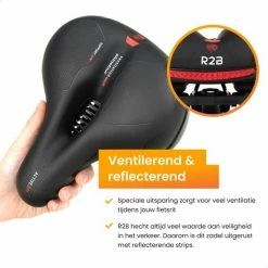 R2B Fietszadel Voor Dames En Heren - Inclusief Waterdichte Zadelhoes - Zwart - Reflectie En Ventilatie - Gel Zadel / Gelzadel -Windgoo Shop 550x550 571