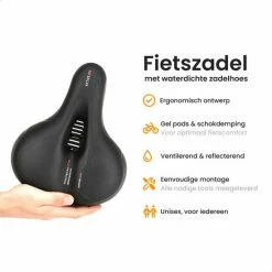R2B Fietszadel Voor Dames En Heren - Inclusief Waterdichte Zadelhoes - Zwart - Reflectie En Ventilatie - Gel Zadel / Gelzadel -Windgoo Shop 550x550 575