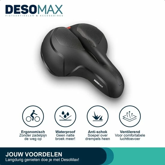 Deso All In One Fietszadel - Comfortabel Gel Zadel - Unisex - Zadelvering Ergonomisch Design - Zwart 9 Deso All In One Fietszadel - Comfortabel Gel Zadel - Unisex - Zadelvering Ergonomisch Design - Zwart - Afbeelding 9