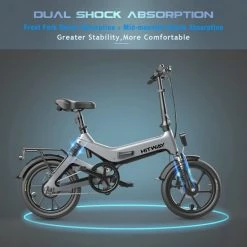 Merkloos Hitway 14F005 Elektrische Fiets Opvouwbaar | 250W Motor | 7.5Ah | 16" | Grijs / Zwart -Windgoo Shop 550x550 780