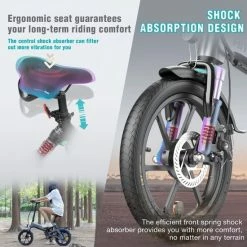 Merkloos Hitway 14F005 Elektrische Fiets Opvouwbaar | 250W Motor | 7.5Ah | 16" | Grijs / Zwart -Windgoo Shop 550x550 783