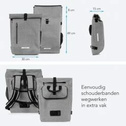 LifeGoods Fietstas - Enkel - 25L - Waterdicht - E-Bikes - Schouderbanden - Grijs -Windgoo Shop 550x550 804