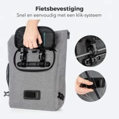 LifeGoods Fietstas - Enkel - 25L - Waterdicht - E-Bikes - Schouderbanden - Grijs -Windgoo Shop 550x550 807