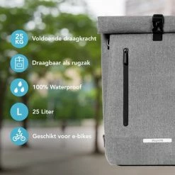 LifeGoods Fietstas - Enkel - 25L - Waterdicht - E-Bikes - Schouderbanden - Grijs -Windgoo Shop 550x550 808