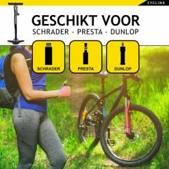 Dunlop Fietspomp Met Drukmeter - Dubbel Ventiel - Hollands Ventiel/ Frans Ventiel/ Autoventiel -Windgoo Shop 550x550 85