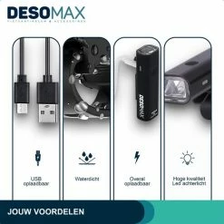 DesoMax Fietsverlichting Set USB Oplaadbaar Heldere Fietslamp - Voorlicht - Achterlicht - Koplamp - Achterlamp -Windgoo Shop 550x550 867
