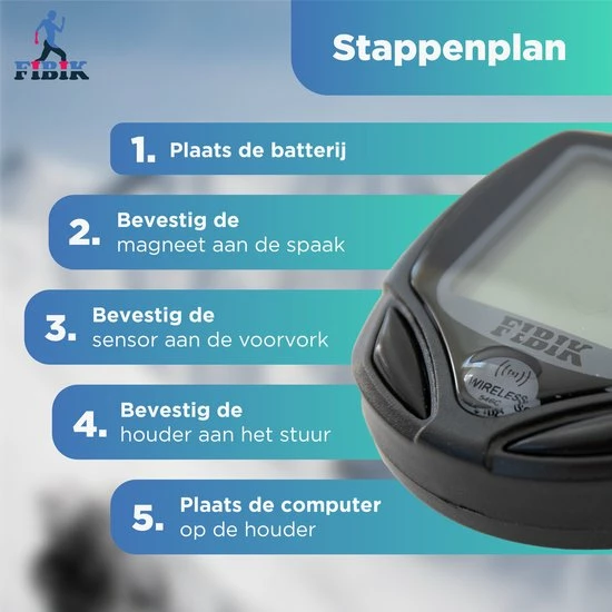 Fibik Draadloze Fietscomputer - Kilometerteller - Draadloos - Waterdicht - Automatisch Verlicht Scherm 7 Fibik Draadloze Fietscomputer - Kilometerteller - Draadloos - Waterdicht - Automatisch Verlicht Scherm - Afbeelding 7