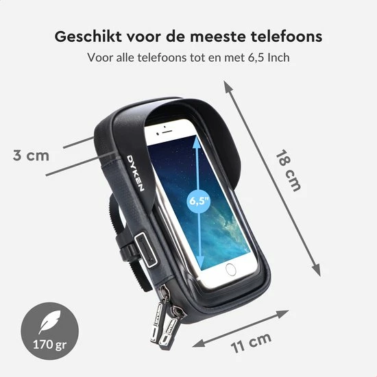 Dyken Telefoonhouder Fiets - Ook Voor Scooter & Motor - Waterdicht - GSM Houder Fiets 4 Dyken Telefoonhouder Fiets - Ook Voor Scooter & Motor - Waterdicht - GSM Houder Fiets - Afbeelding 4