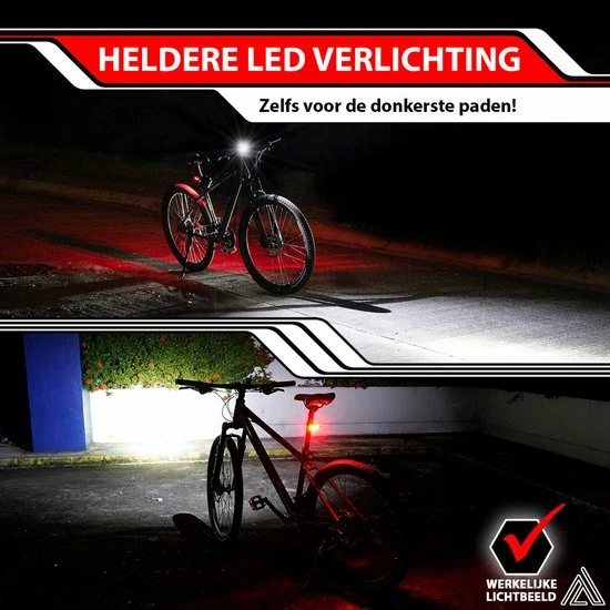 ARTIVIZION Led Fietsverlichting Set - Fietslamp - Voorlicht En Achterlicht - USB Oplaadbaar - Waterdicht Fietslicht - Fietslampjes - Zwart 4 ARTIVIZION Led Fietsverlichting Set - Fietslamp - Voorlicht En Achterlicht - USB Oplaadbaar - Waterdicht Fietslicht - Fietslampjes - Zwart - Afbeelding 4