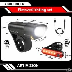ARTIVIZION Led Fietsverlichting Set - Fietslamp - Voorlicht En Achterlicht - USB Oplaadbaar - Waterdicht Fietslicht - Fietslampjes - Zwart 13 ARTIVIZION Led Fietsverlichting Set - Fietslamp - Voorlicht En Achterlicht - USB Oplaadbaar - Waterdicht Fietslicht - Fietslampjes - Zwart -Windgoo Shop 550x550 986