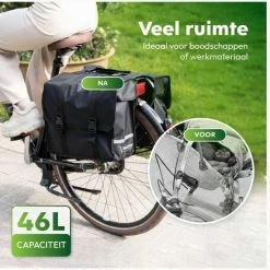 Ekostar® Dubbele Fietstas - NIEUW - Waterafstotend - 46 Liter - Reflectoren – Zwart – OOK Voor Elektrische Fietsen -Windgoo Shop 550x556 2