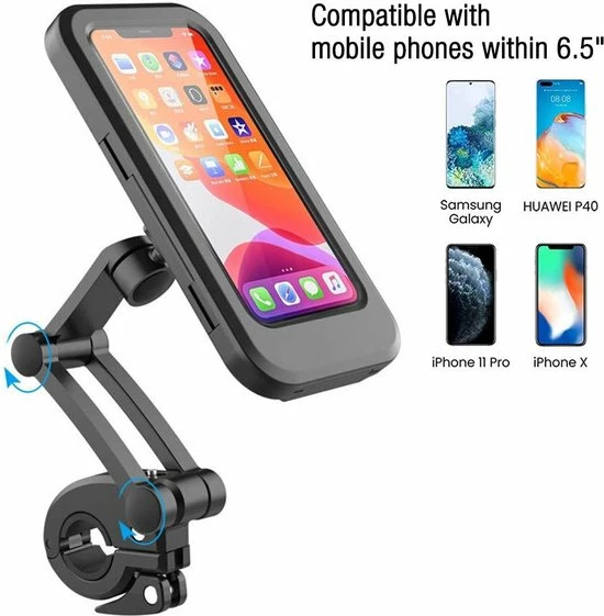 Merkloos Fiets / Motor Telefoonhouder Waterdicht Universeel 360° Draaibaar Anti-Shock Accessoires - Tot 6.5 Inch 5 Merkloos Fiets / Motor Telefoonhouder Waterdicht Universeel 360° Draaibaar Anti-Shock Accessoires - Tot 6.5 Inch - Afbeelding 5