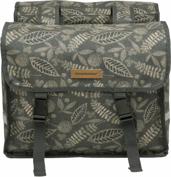 New Looxs Forest Fiori Dubbele Fietstas - 30 Liter - Antraciet 2 New Looxs Forest Fiori Dubbele Fietstas - 30 Liter - Antraciet - Afbeelding 2
