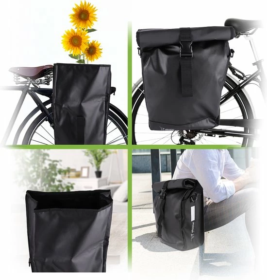 Ekostar Enkele Fietstas - Rolltop - 19 Liter - E-Bikes - Zwart 8 Ekostar Enkele Fietstas - Rolltop - 19 Liter - E-Bikes - Zwart - Afbeelding 8
