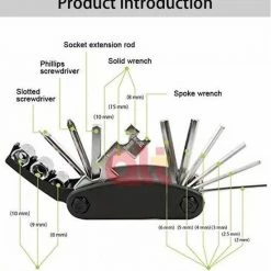 LOUZIR Multitool Fiets Reparatie Toolkit 16-delig - Race Fiets Mountainbike- Vouwgereedschap Fiets- Zakgereedschap -Windgoo Shop 550x600