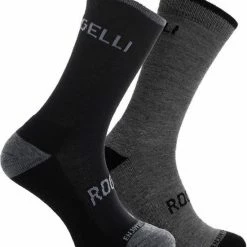 Rogelli Wintersok Merino Wool 2-pack - Grijs & Zwart - Maat 40-43