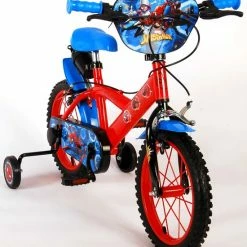 Spider-Man Kinderfiets - Jongens - 14 Inch - Rood/Blauw - Twee Handremmen -Windgoo Shop 550x613