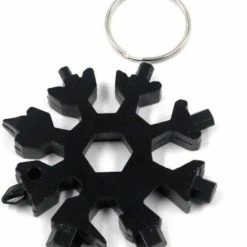 Merkloos 18-in-1 Multi Tool | Zwart | Sneeuwvlok Sleutelhanger| Moersleutel | Draagbare Universele Tool | Schroevendraaier | Cadeau Tip | Vaderdag Cadeau | Cadeau Voor Hem| Vaderdag