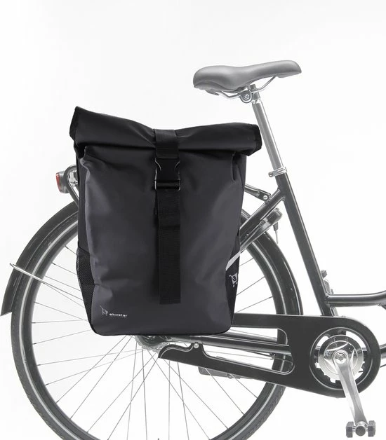 Ekostar Dubbele Fietstas - Rolltop - Waterbestendig - 46 L - Zwart 7 Ekostar Dubbele Fietstas - Rolltop - Waterbestendig - 46 L - Zwart - Afbeelding 7