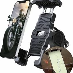 AG 150 Universele Telefoonhouder Fiets - Extreem Sterk - 360 Graden Rotatie - Ook Voor Scooter En Motor - Zwart- Anti Shock & Vibratie Ontwerp - Fietshouder Voor Smartphones - Telefoon - Gsm Houder Fiets - Iphone - Hoogste Kwaliteit