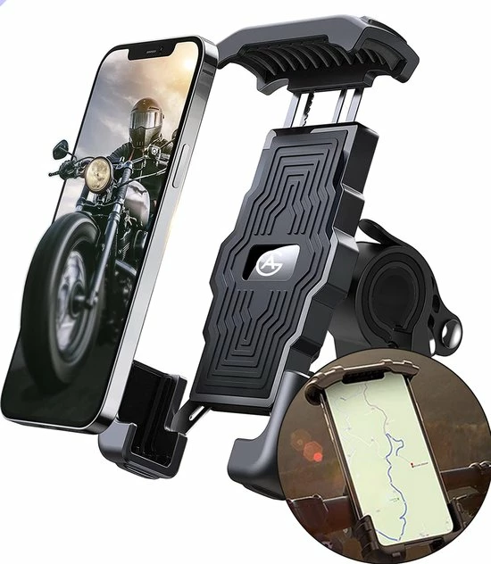 AG 150 Universele Telefoonhouder Fiets - Extreem Sterk - 360 Graden Rotatie - Ook Voor Scooter En Motor - Zwart- Anti Shock & Vibratie Ontwerp - Fietshouder Voor Smartphones - Telefoon - Gsm Houder Fiets - Iphone - Hoogste Kwaliteit 1 AG 150 Universele Telefoonhouder Fiets - Extreem Sterk - 360 Graden Rotatie - Ook Voor Scooter En Motor - Zwart- Anti Shock & Vibratie Ontwerp - Fietshouder Voor Smartphones - Telefoon - Gsm Houder Fiets - Iphone - Hoogste Kwaliteit