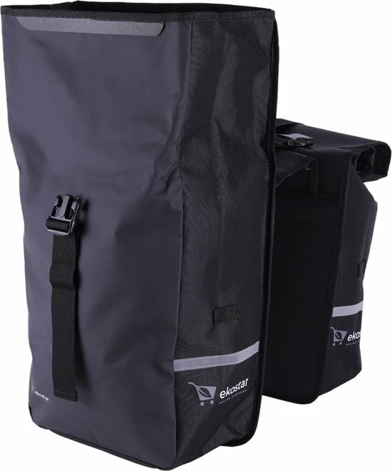 Ekostar Dubbele Fietstas - Rolltop - Waterbestendig - 46 L - Zwart 17 Ekostar Dubbele Fietstas - Rolltop - Waterbestendig - 46 L - Zwart - Afbeelding 17