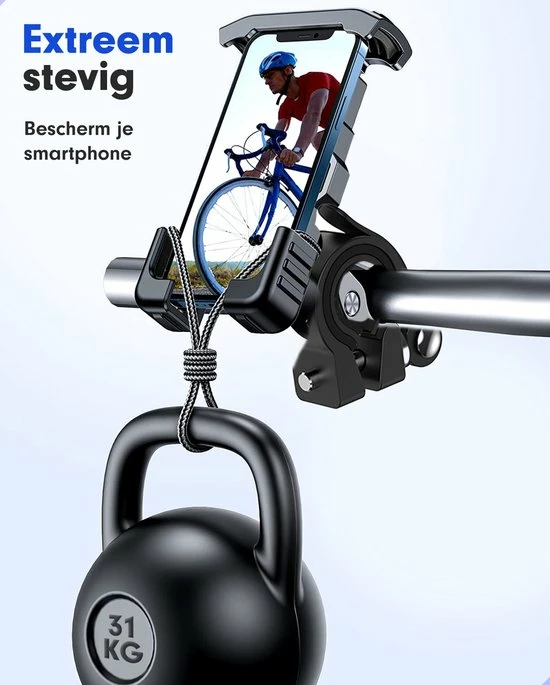 AG 150 Universele Telefoonhouder Fiets - Extreem Sterk - 360 Graden Rotatie - Ook Voor Scooter En Motor - Zwart- Anti Shock & Vibratie Ontwerp - Fietshouder Voor Smartphones - Telefoon - Gsm Houder Fiets - Iphone - Hoogste Kwaliteit 4 AG 150 Universele Telefoonhouder Fiets - Extreem Sterk - 360 Graden Rotatie - Ook Voor Scooter En Motor - Zwart- Anti Shock & Vibratie Ontwerp - Fietshouder Voor Smartphones - Telefoon - Gsm Houder Fiets - Iphone - Hoogste Kwaliteit - Afbeelding 4