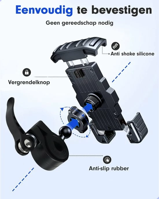 AG 150 Universele Telefoonhouder Fiets - Extreem Sterk - 360 Graden Rotatie - Ook Voor Scooter En Motor - Zwart- Anti Shock & Vibratie Ontwerp - Fietshouder Voor Smartphones - Telefoon - Gsm Houder Fiets - Iphone - Hoogste Kwaliteit 5 AG 150 Universele Telefoonhouder Fiets - Extreem Sterk - 360 Graden Rotatie - Ook Voor Scooter En Motor - Zwart- Anti Shock & Vibratie Ontwerp - Fietshouder Voor Smartphones - Telefoon - Gsm Houder Fiets - Iphone - Hoogste Kwaliteit - Afbeelding 5
