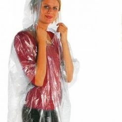 Merkloos Pakket Van 5x Stuks Voordelige Wegwerp Regenponcho Voor Volwassenen - Transparant