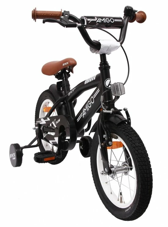Amigo BMX Fun Jongensfiets - Kinderfiets 14 Inch - Matzwart 3 Amigo BMX Fun Jongensfiets - Kinderfiets 14 Inch - Matzwart - Afbeelding 3