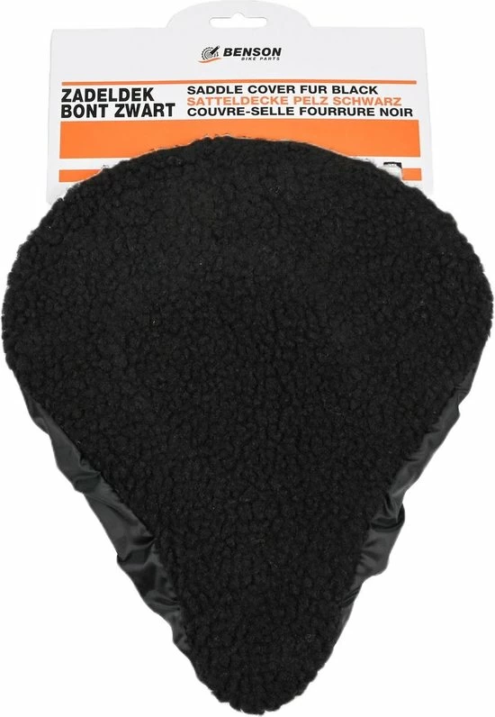 Benson Universele Fiets Zadeldek - Imitatie Schapenvacht - Bont - Zwart 4 Benson Universele Fiets Zadeldek - Imitatie Schapenvacht - Bont - Zwart - Afbeelding 4
