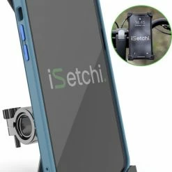 ISetchi Telefoonhouder Fiets Met 360 Graden Rotatie - Stevig & Stabiel - Ook Voor Scooter & Motor Gsm Telefoon Houder Fiets - Anti Shock & Vibratie Ontwerp - Fietshouder Smartphone Mobiel - Zwart
