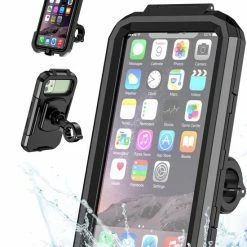 ISetchi Telefoonhouder Fiets Waterdicht L (5.5 Tot 7 Inch) - 360 Graden Rotatie - Ook Voor Scooter & Motor - Gsm Houder Fiets - Waterdicht IP67 Level - Zwart